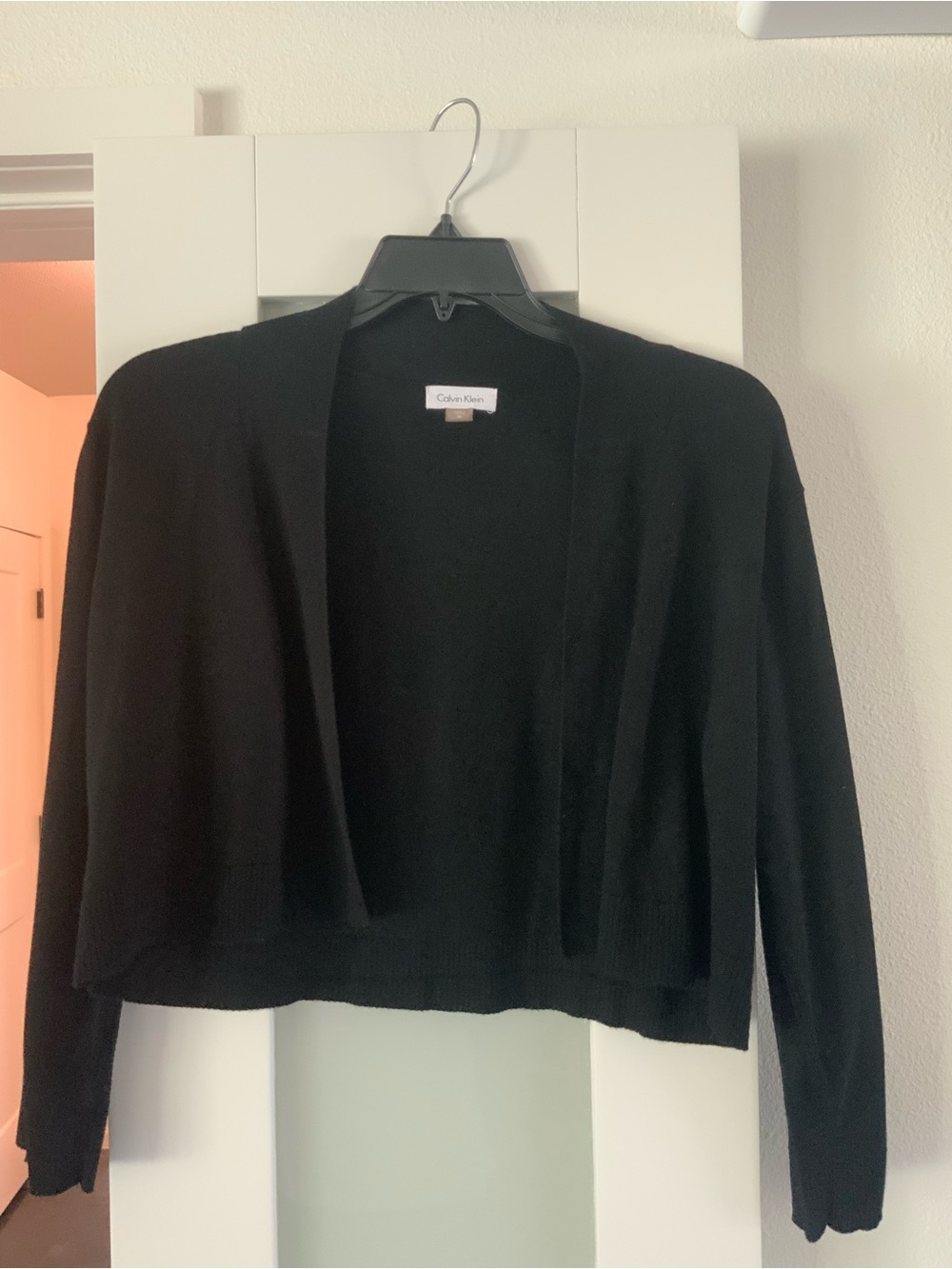 Calvin Klein Black Open-Front Cropped Cardigan